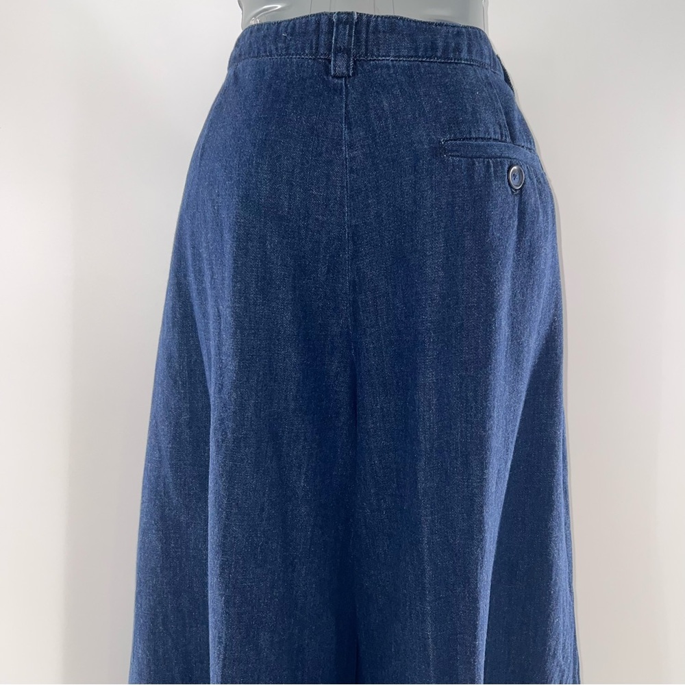 Anthropologie Maeve Denim Wide Leg Pleated Front Denim Jeans w/3 Pockets-Siz 32P - Picture 6 of 10